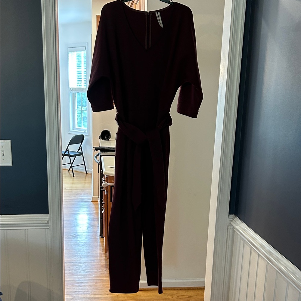 Anthropologie Deep Burgundy Jumpsuit